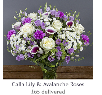 Calla Lily & Avalanche Roses - Just &pound;65 delivered